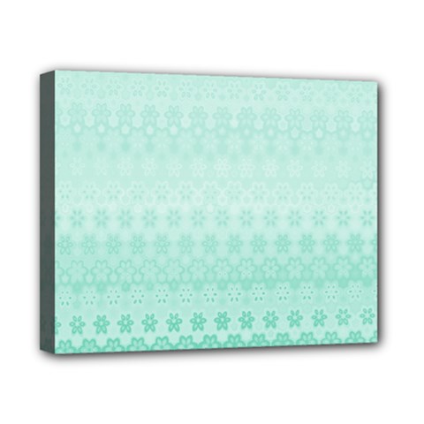 Biscay Green Floral Print Canvas 10  X 8  (stretched) by SpinnyChairDesigns