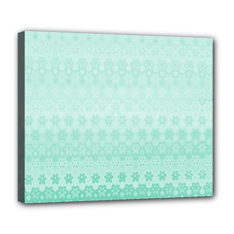 Biscay Green Floral Print Deluxe Canvas 24  X 20  (stretched) by SpinnyChairDesigns