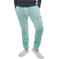Biscay Green Floral Print Men s Jogger Sweatpants by SpinnyChairDesigns