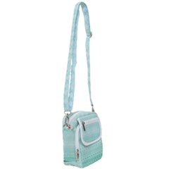 Biscay Green Floral Print Shoulder Strap Belt Bag by SpinnyChairDesigns