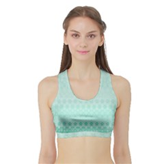 Biscay Green Floral Print Sports Bra With Border by SpinnyChairDesigns