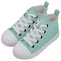 Biscay Green Floral Print Kids  Mid-top Canvas Sneakers by SpinnyChairDesigns