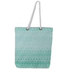 Biscay Green Floral Print Full Print Rope Handle Tote (large) by SpinnyChairDesigns