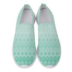 Biscay Green Floral Print Women s Slip On Sneakers by SpinnyChairDesigns