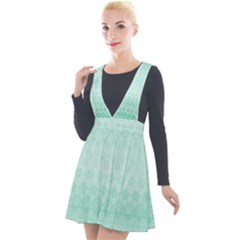Biscay Green Floral Print Plunge Pinafore Velour Dress