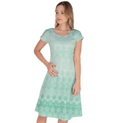 Biscay Green Floral Print Classic Short Sleeve Dress by SpinnyChairDesigns