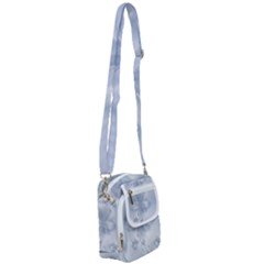 Faded Blue Floral Print Shoulder Strap Belt Bag by SpinnyChairDesigns