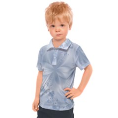 Faded Blue Floral Print Kids  Polo Tee