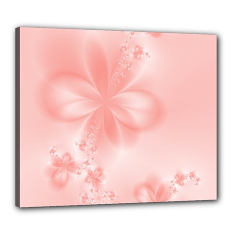 Pastel Coral Floral Print Canvas 24  X 20  (stretched) by SpinnyChairDesigns