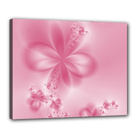 Blush Pink Floral Print Canvas 20  X 16  (stretched) by SpinnyChairDesigns