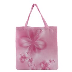 Blush Pink Floral Print Grocery Tote Bag by SpinnyChairDesigns