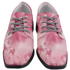 Blush Pink Floral Print Women Heeled Oxford Shoes by SpinnyChairDesigns