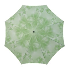 Tea Green Floral Print Golf Umbrellas by SpinnyChairDesigns
