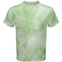 Tea Green Floral Print Men s Cotton Tee by SpinnyChairDesigns