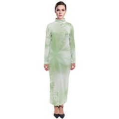 Tea Green Floral Print Turtleneck Maxi Dress by SpinnyChairDesigns