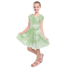 Tea Green Floral Print Kids  Short Sleeve Dress by SpinnyChairDesigns