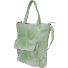 Tea Green Floral Print Shoulder Tote Bag by SpinnyChairDesigns