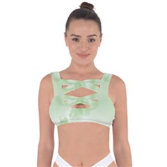 Tea Green Floral Print Bandaged Up Bikini Top by SpinnyChairDesigns