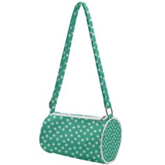 Biscay Green White Floral Print Mini Cylinder Bag by SpinnyChairDesigns