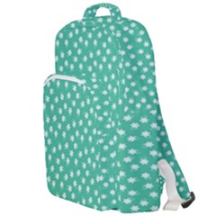 Biscay Green White Floral Print Double Compartment Backpack by SpinnyChairDesigns