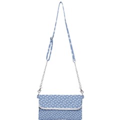 Faded Blue White Floral Print Mini Crossbody Handbag by SpinnyChairDesigns