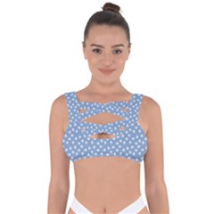 Faded Blue White Floral Print Bandaged Up Bikini Top by SpinnyChairDesigns