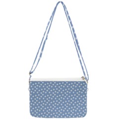 Faded Blue White Floral Print Double Gusset Crossbody Bag by SpinnyChairDesigns