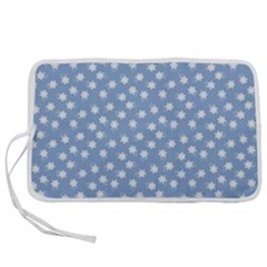 Faded Blue White Floral Print Pen Storage Case (m) by SpinnyChairDesigns