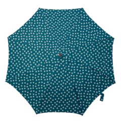 Teal White Floral Print Hook Handle Umbrellas (Small)