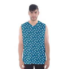 Teal White Floral Print Men s Basketball Tank Top