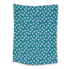 Teal White Floral Print Medium Tapestry