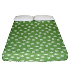 Spring Green White Floral Print Fitted Sheet (king Size) by SpinnyChairDesigns