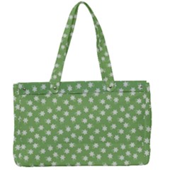 Spring Green White Floral Print Canvas Work Bag by SpinnyChairDesigns