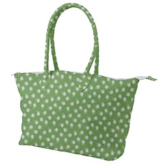 Spring Green White Floral Print Canvas Shoulder Bag by SpinnyChairDesigns