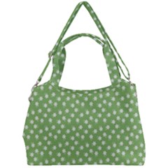 Spring Green White Floral Print Double Compartment Shoulder Bag by SpinnyChairDesigns