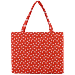 Red White Floral Print Mini Tote Bag by SpinnyChairDesigns