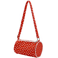 Red White Floral Print Mini Cylinder Bag by SpinnyChairDesigns