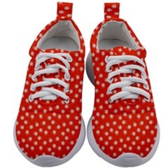 Red White Floral Print Kids Athletic Shoes