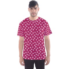 Magenta Rose White Floral Print Men s Sport Mesh Tee