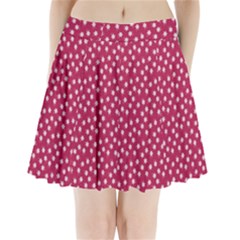 Magenta Rose White Floral Print Pleated Mini Skirt by SpinnyChairDesigns