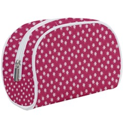 Magenta Rose White Floral Print Makeup Case (large) by SpinnyChairDesigns