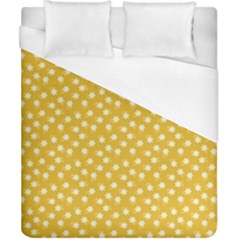Saffron Yellow White Floral Pattern Duvet Cover (california King Size) by SpinnyChairDesigns