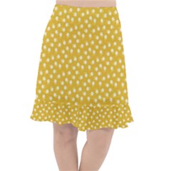 Saffron Yellow White Floral Pattern Fishtail Chiffon Skirt by SpinnyChairDesigns