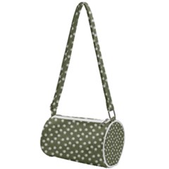 Sage Green White Floral Print Mini Cylinder Bag by SpinnyChairDesigns