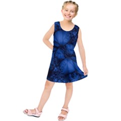 Dark Blue Abstract Pattern Kids  Tunic Dress by SpinnyChairDesigns