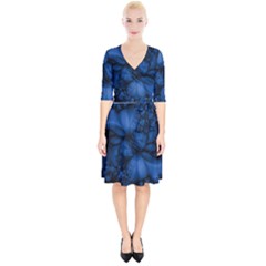 Dark Blue Abstract Pattern Wrap Up Cocktail Dress by SpinnyChairDesigns