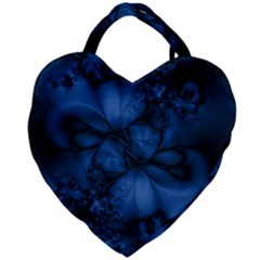 Dark Blue Abstract Pattern Giant Heart Shaped Tote by SpinnyChairDesigns
