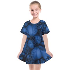 Dark Blue Abstract Pattern Kids  Smock Dress by SpinnyChairDesigns