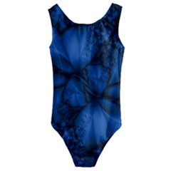 Dark Blue Abstract Pattern Kids  Cut-out Back One Piece Swimsuit by SpinnyChairDesigns