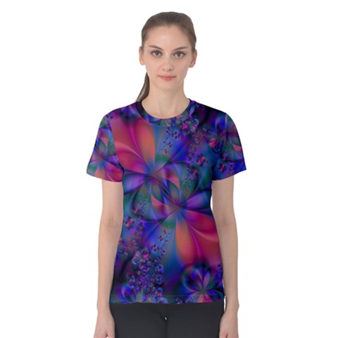 Abstract Floral Art Print Women s Cotton Tee by SpinnyChairDesigns